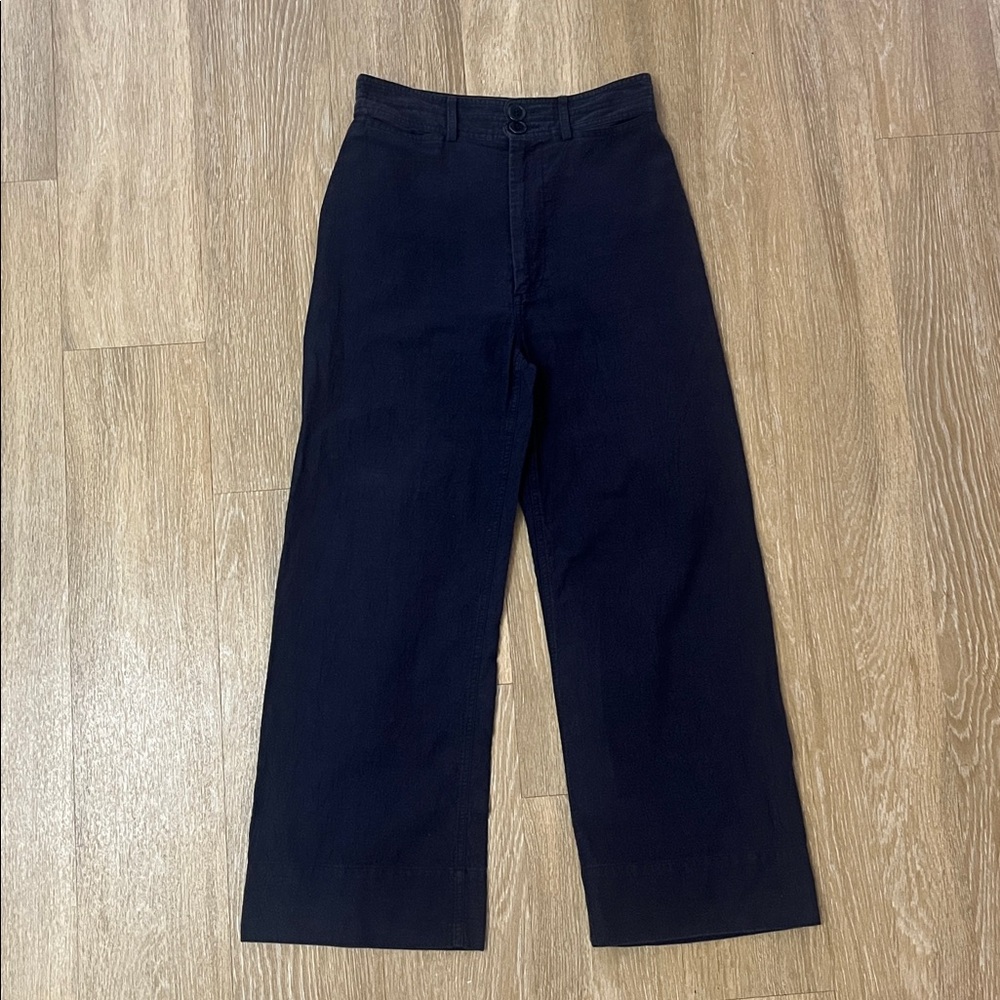 Apiece Apart Merida Navy Pants High Rise Sailor Cropped Trousers size 2 - Picture 5 of 11